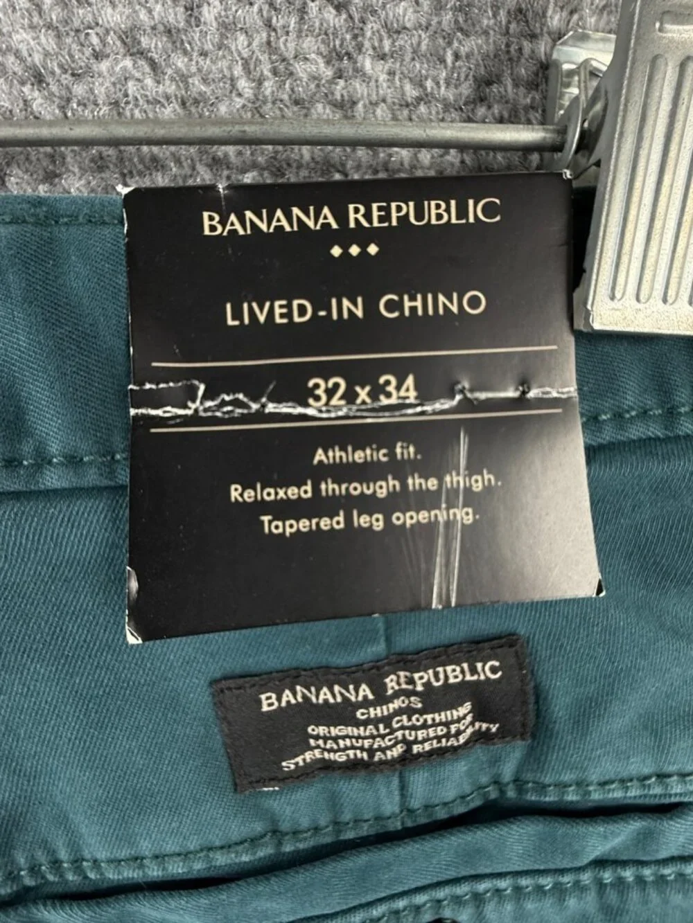 NWT Banana Republic Lived In Chino Blue Athletic Fit Pants Cotton Blend 32x34